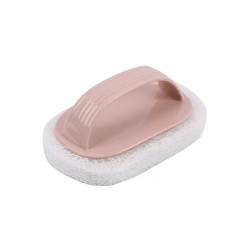 Image of Dish Brush,Bathtub Brush,Hand-Held Pool Scrub Brush,Pool Cleaning Scrubbing Sponge Pad,Bathroom Clean Scrubber Scouring for Cleaning Step Corner Shower Tile Sink Spas Tubs Kitchen (Pink 4 Packs)