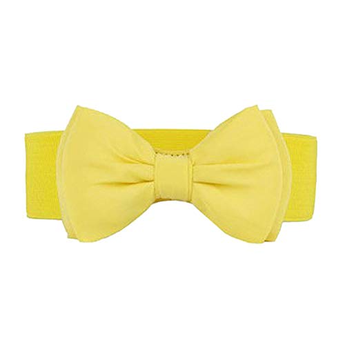 Fashion Women Bowknot Bow Wide Stretch Buckle Waistband Waist Belt - Yellow, Yellow, Onesize