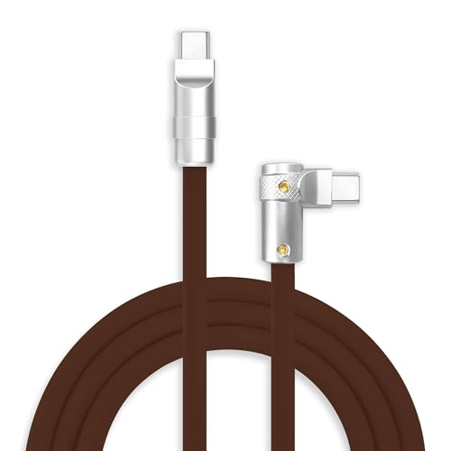 chubbycable 240W Charging Cable 90° USB C to C Cable, Chocolate, 13.1FT
