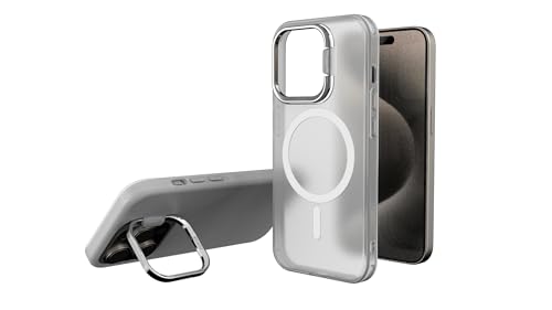 Coque iPhone 15 Pro Max translucide MagSafe premium avec support béquille métallique Jowua