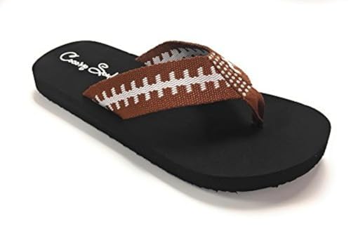 Cocomo Soul Football Fabric Flip Flops | Football Mom Flip Flops | Football Sandals | Football Flip Flops for Women | Football Rhinestone Flip Flops
