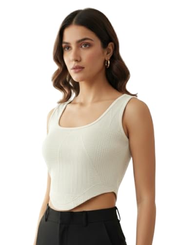 Image of Leriya Fashion Women Solid Polycotton Ribbed Sleeveless Tank Top | Scoop Neck Slim Fit Stretchable Casual Top for Women | Summer Basic T-Shirt Blouse for Girls, Office, Gym