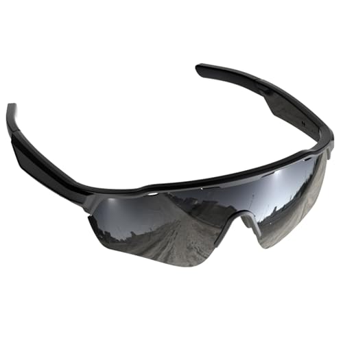Feoffey Cycling Smart Glasses with Bluetooth Audio & AI Translation - Polarized Sunglasses with Built-in Speakers, Hands-Free Calls for Biking, Running, Outdoor Sports ((Black)