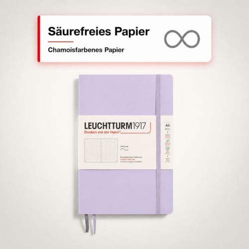 LEUCHTTURM1917 365497 Carnet de notes Medium (A5), Couverture souple, 123 pages numérotées, Lilac, pointillé – vue 4