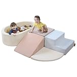 BanaSuper Kids Soft Play Set, Baby Foam Ball Pit, Foam Climbing Blocks with Ball Pool(Balls not Included), Toddlers Soft Play Equipment & Playground, Montessori Toy for Gross Motor Skills, Blue Pink