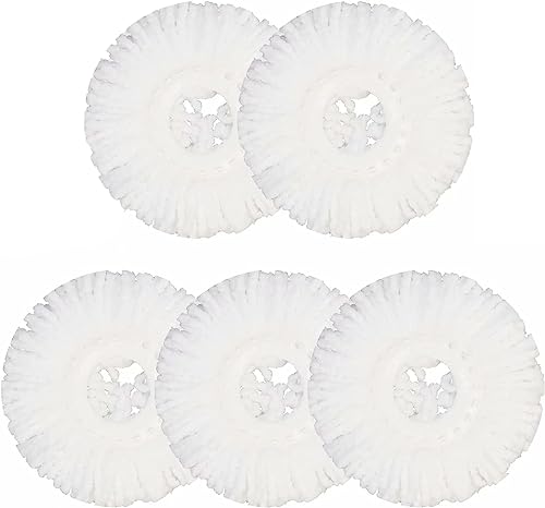 5 Pack Spin Mop Replacement Head for Hurricane and Other Round Standard Size Spin Mop Systems, Microfiber Spin Mop Head Easy Cleaning Round Shape Spin Mop Refills