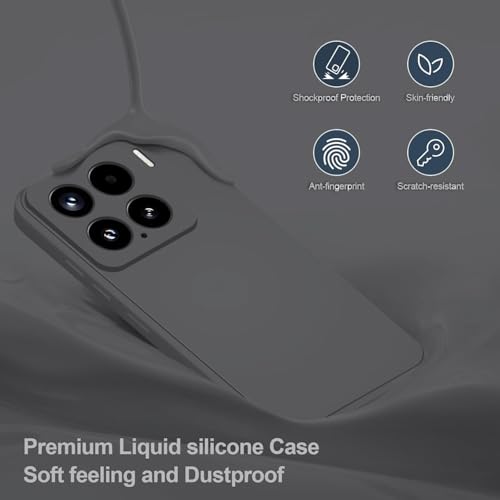 Image of DIZORO Compatible with Mi Xiaomi 15 5G Back Cover case with Upgraded Square Edges for Camera Protection Shockproof Flexible Matte Liquid Silicone Mobile Phone Case - Space Grey
