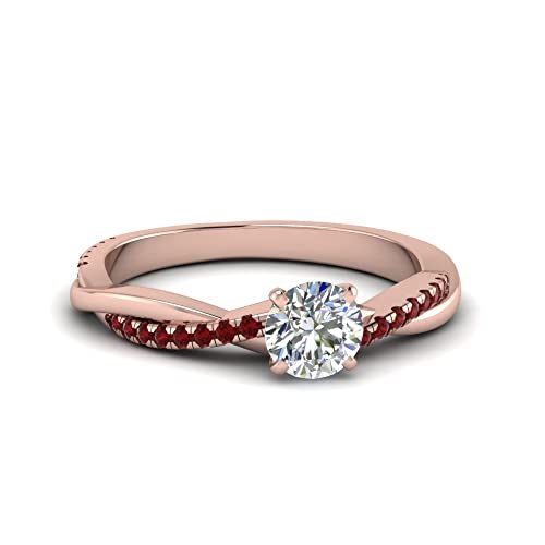 Image of 55Carat Choose Your Gemstone 18k Rose Gold Plated Infinity Twist Ring Crystal Round Shape Side Stone Wedding Valentine Wear Promise Ring with Pave Setting for Women Size US 4 to 12