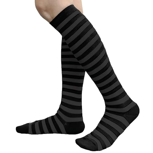 COUVER Women Thin Striped Cotton Tube Socks Long Stretch Soft Socks Activewear Knee-High Socks,1 Pair