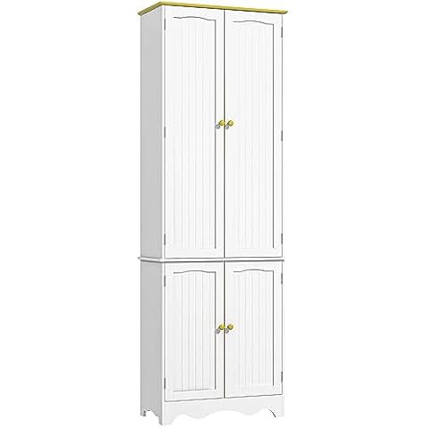 HOMCOM 4-Door Kitchen Cupboard with Shelves Cover