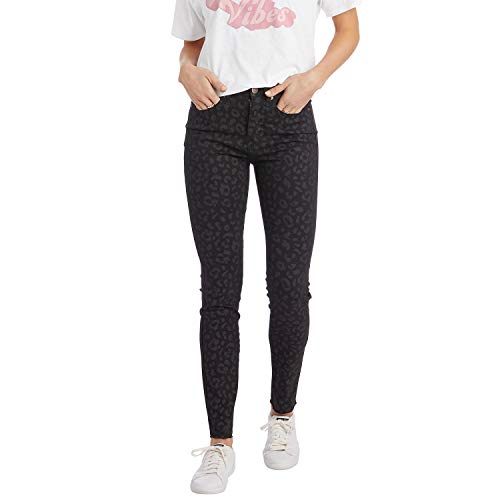 Mud Pie Women's Wylie Printed Jeans, Black Leopard, Large #TOP14