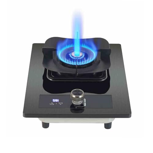 BZJPRFC Piano Cottura A Gas Bruciatore Singolo, Fornello da Cucina da Banco 5,2 KW Gas, Timer Indipendente su Entrambi I Lati, con Protezione Antispegnimento, for Cucina Domestica(LPG)