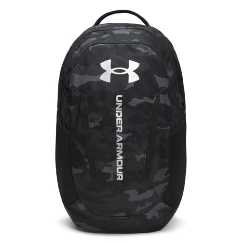 Under Armour Unisex Hustle 6.0 Backpack, (007) Black/Black/Metallic Silver, One Size Fits Most