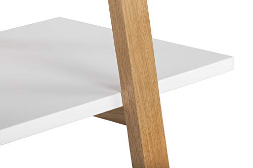 Universal Expert Abacus 4-Tier Ladder Bookcase, Leaning Free Stand Wood Bookshelf Frame Storage Rack, Display Shelf For Home Office, Oak And White #TOP3