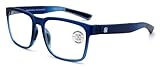 V.W.E. Men Progressive Reading Glasses No Line Clear on Top Bifocals Reader - Rectangular Matte Sport (Matte Blue, 2.00, x)