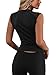 CSDAJIO Women's Deep V Neck Lace Tank Top Summer Sleeveless Low Cut Shirt Tie Front Cropped Cami Shirt Black X-Large