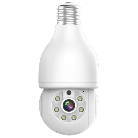 Dosilkc Light Bulb Security Camera, 2K 2.4GHz/5GHz WiFi Lightbulb Cameras for Home Security, E27 Light Socket Easy Installation Indoor Pet Camera with Human Motion Detection, Color Night Vision Cover