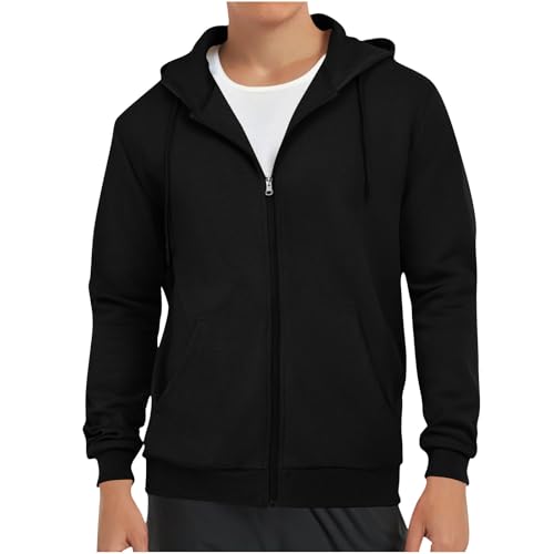symoid Hoodies for Men Zip Up Drawstring Hooded Sweatshirts Oversized Solid Color Long Sleeve Lightweight Casual Clothes