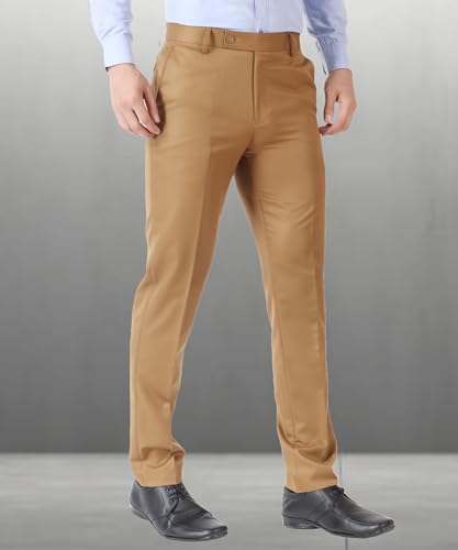 Image of MALENO Men's Slub Effect Solid Trouser | Classic Slim Fit Formal Trousers for Men | Slim Fit Trousers for Men