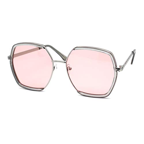 SA106 Womens Luxury Double Rim Octagonal Designer Fashion Sunglasses