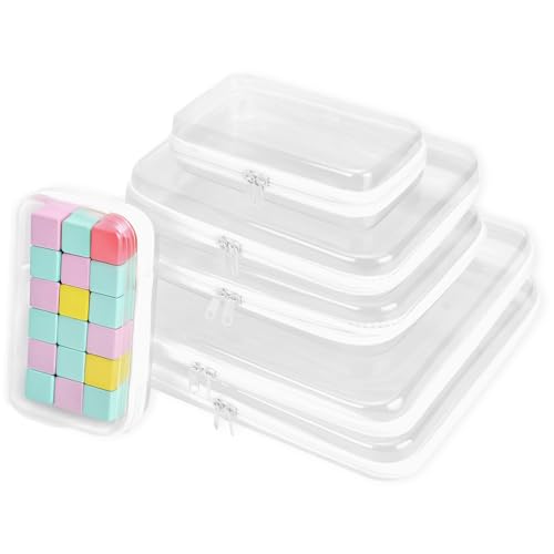 HAOTIAN-X Lot de 6 valises rigides transparentes avec fermeture éclair - Transparentes - Étui rigide avec fermeture éclair - Sac cosmétique étanche - Organisateur de jouets de voyage