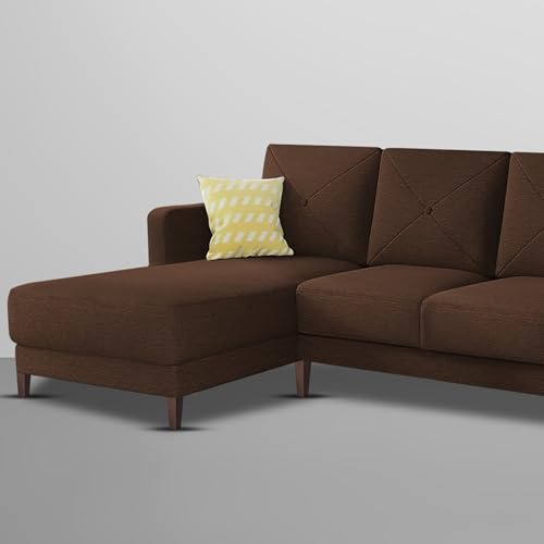 Image of Baloney LHS 6 Seater L Shape Sofa Set for Living Room (Brown Fabric) Premium Fabric Sofa
