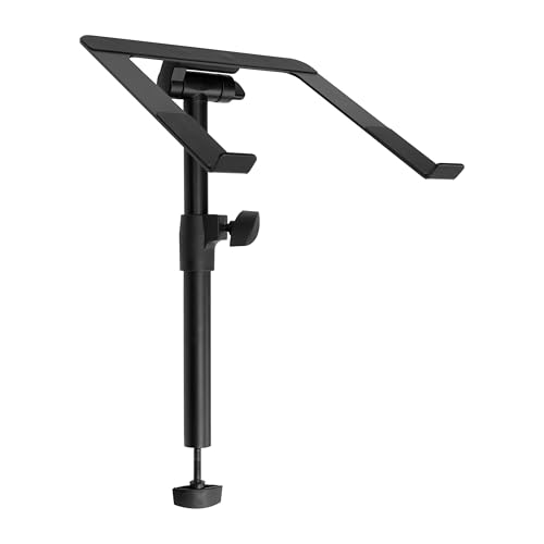 Vonyx DBLH1 Support Ordinateur Portable DJ Réglable en Hauteur, Stand PC Portable pour Booth et Scène, Structure Stable Métal Noir