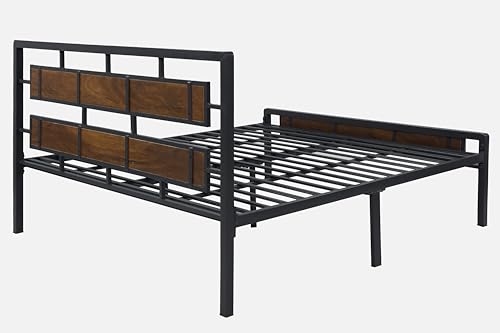 Image of Zeek Metal King Size Bed Without Storage | Wrought Iron Double Bed with Headboard & Footboard | Sturdy Powder Coated Platform Bed King Size Cot for BedroomLivingRoom Black (75x72)
