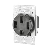 Leviton 279-S00 50 Amp, 125/250V, Nema 14-50R, 3P, 4W, Flush Mounting Receptacle, Straight Blade, Industrial Grade, Grounding, Side Wired, Steel Strap, Black