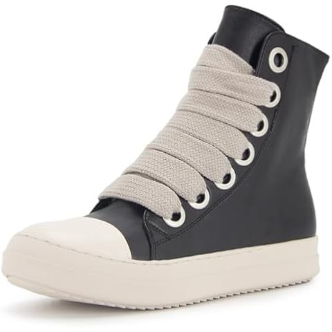 Kluolandi Fashion High Top Sneakers for Women Wide Lace Up Black White Platform Sneaker Shoes with Zipper Size 8.5 Cover