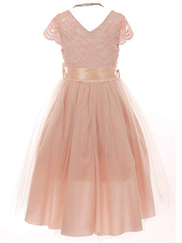 BluNight Cap Sleeve Floral Lace Tulle Party Wedding Bridesmaid Flower Girl Dress3