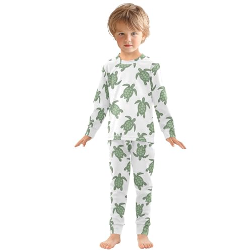 Pajama Sets Long Sleeve Sea Turtle Pattern Prints Soft Comfy Sleepwear 2 Piece PJS 3-8T2