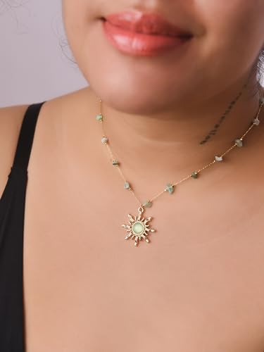 Sacina Sun Choker Necklace, Natural Crystal Necklace, Boho Hippie Jewelry, Christmas Jewelry Gift For Women3