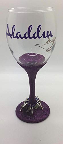 Breloque en verre à vin Aladdin avec paillettes à offrir pour une crémaillère
