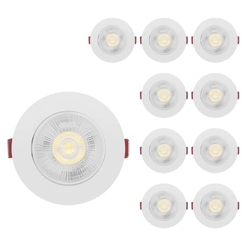 Kit 10 Spot Led Smd 7w Dicróica Direcionável Redondo (Branco Quente)