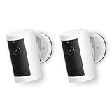 【カメラ2つセット】Ring Outdoor Cam Plus Battery (リング アウトドアカム プラス バッテリーモデル) | 高精細・広角、ワンランク上の屋外防犯カメラ | 進化したナイトビジョン | 取り外し可能なバッテリー | 平置き/壁取り付け/天井取り付け対応 | Ring Home プラン30日間無料体験付き - ホワイト