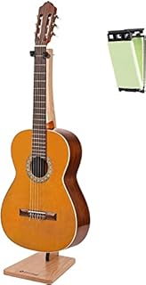 Saintfield Studios Oak Guitar Stand - Single Wooden Freestanding Floor Rack for Classic Acoustic Electric Guitars -Complete with Guitar String Cleaner