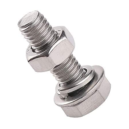 Image of Rely⇒VP INDUSTRIES (Combo Set-10 Pcs) M8x30MM Hex Head Screw Stainless Steel 304 with Nut and Plain & Spring washer | Hex Head bolt, Machine Thread Screw