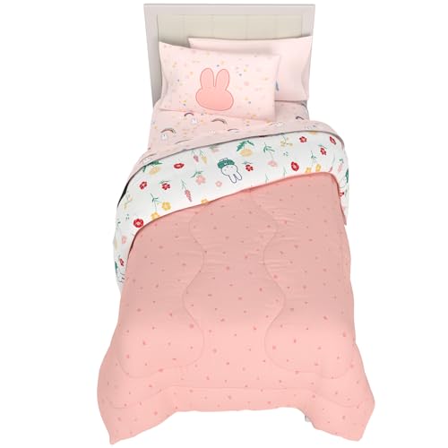 Image of Miffy Bedding 5 Piece Super Soft Cozy Reversible Comforter and Sheet Set with Sham, Twin, (Officially Licensed Product) by Franco