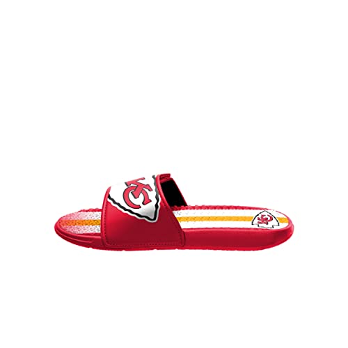 Image of FOCO mens NFL Team Stripe Logo Athletic Sport Shower Flip Flop Sandals Gel Slides