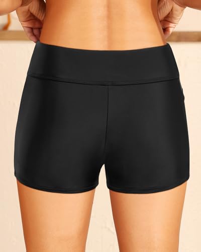 Zmart Women 3" Swim Shorts High Waisted Boy Short Swim Bathing Suit Bottoms Swimsuit Board Shorts UPF 50+ with Pockets2