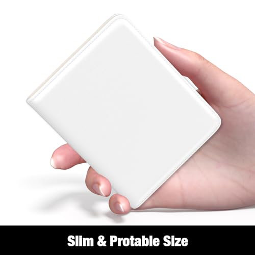Image of Rouidr Womens Wallet, RFID Small Slim Wallet for Women, Cute Bifold Leather Pocket Credit Card Holder Ladies Mini Purse with Zipper Coin Pocket & ID Window, White