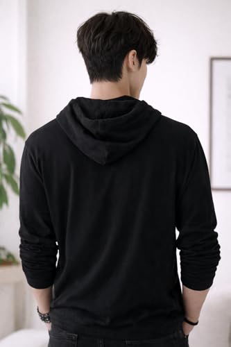 Image of Men's Cotton Blend Regular Fit Hooded Neck T-Shirt