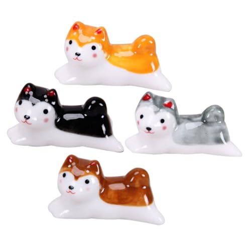 Beaupretty 4個 小型で場所を取らない犬型陶磁器箸置き 滑り止め付きかわいいカトラリーレスト 食卓やキッチンの装飾になホームアクセサリー