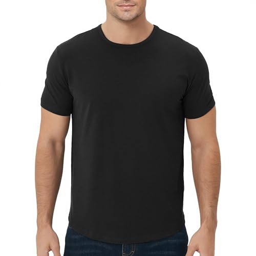 Image of Mens T-Shirts Crew Neck Shirts Athletic Fitted Plain Basic Tees Soft Cotton Blend Comfort T Shirts for Men
