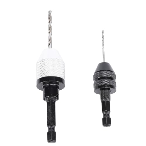 2PCS Keyless Drill Chucks with 10PCS Bits 1/4 Inch Hex Shank Drill Chuck Fast Change Converter Extension Screwdriver Drill Adapter for Impact Drill