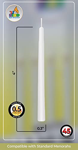 Ner Mitzva White Chanukah Candles - 44 WHITE Candles