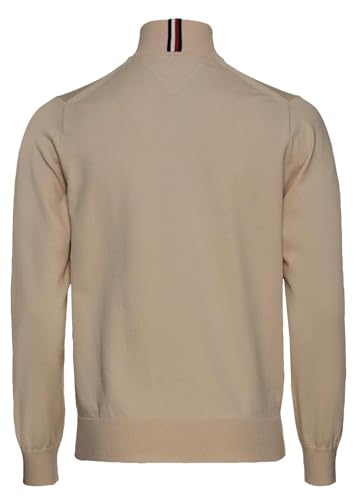 Tommy Hilfiger Men's 1/4 Zip Mockneck Pullover Sweater, Khaki, S2