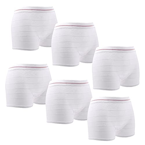 6 Piezas Bragas Desechables Postparto, Braguitas para Premamá de Alta Elastisidad, Bragas Mujer de Maternidad sin Costuras Suaves, Ropa Interior Hospitalaria de Cintura Alta para Cesárea - XXXL Cover
