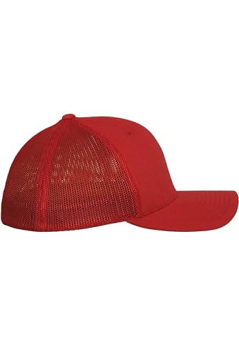 Image of Flexfit Trucker Mesh Fitted Cap | 6-Panel, Mid-Profile, Stretchable Mesh Backing, Flexfit Sweatband, Curved Visor, Silver Undervisor